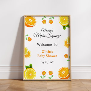 Affiche Accueil du Baby shower principal de citron Squeeze