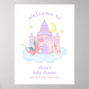 Affiche Accueil du Baby shower Unicorn du jote Fairytale D