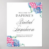 Accueil du déjeuner de mariage aux hortensias rose