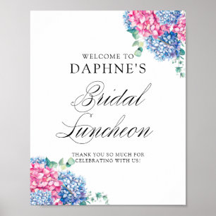 Affiche Accueil du déjeuner de mariage aux hortensias rose