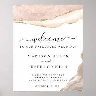 Affiche Accueil du Mariage Agate Blush & Gold Unplugged