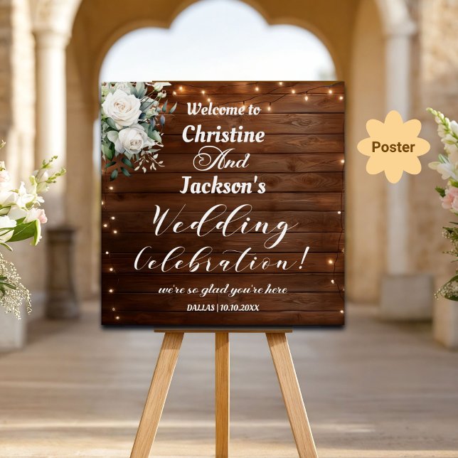 Affiche Accueil du Mariage Brown à cordes de bois (Créateur téléchargé)