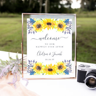 Affiche Accueil du Mariage de champs de fleurs