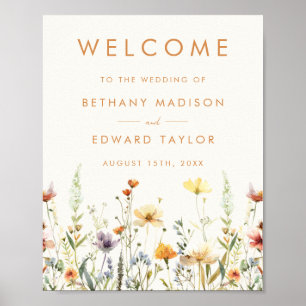 Affiche Accueil du Mariage Fleur sauvage rustique