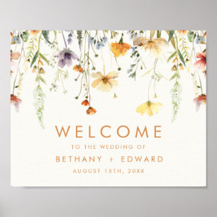 Affiche Accueil du Mariage Fleur sauvage rustique