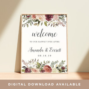 Affiche Accueil du Mariage Rustique Bloom