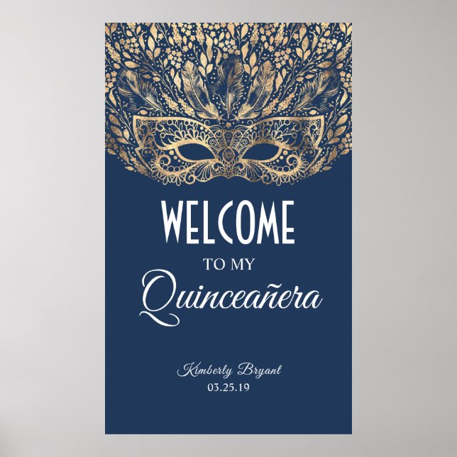 Affiche Accueil du masque d'or Quinceañera (Devant)