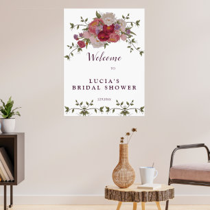 Affiche Accueil élégant de mariage floral Bourgogne 
