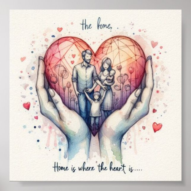 Affiche Accueil est là où le coeur est imprimé (Devant)