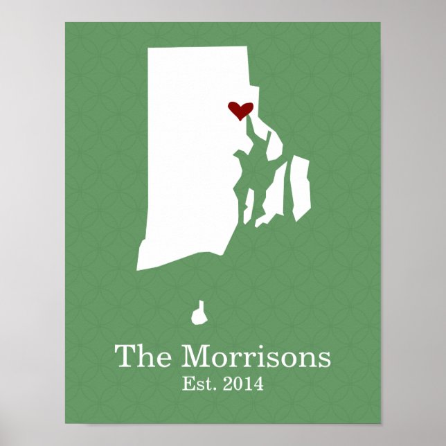 Affiche Accueil est là où se trouve votre coeur - Rhode Is (Devant)