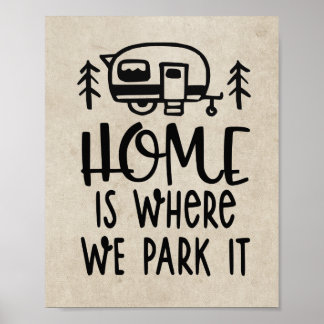 Affiche Accueil est l'endroit où nous le garons Camping Dé