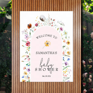 Affiche Accueil fleur sauvage Baby shower fille