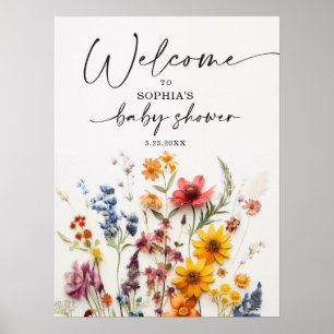 Affiche Accueil Fleur sauvage Fleurs Pressées Baby shower