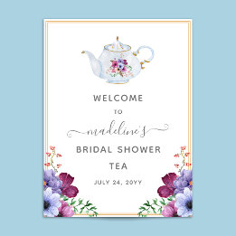 Affiche Accueil Fleurs Théière pour une Mariée