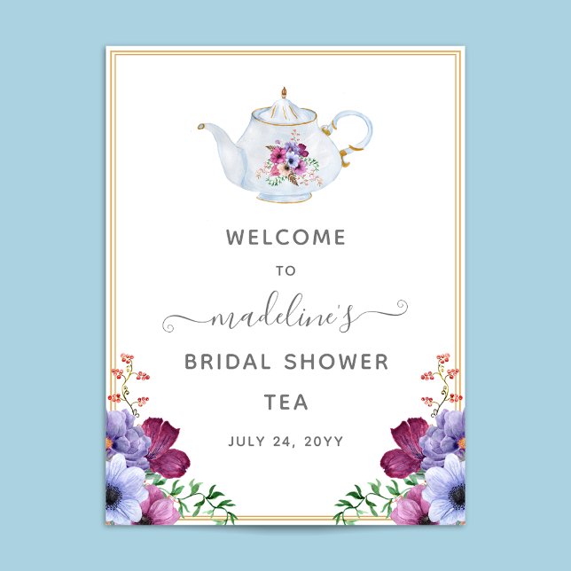 Affiche Accueil Fleurs Théière pour une Mariée (Créateur téléchargé)