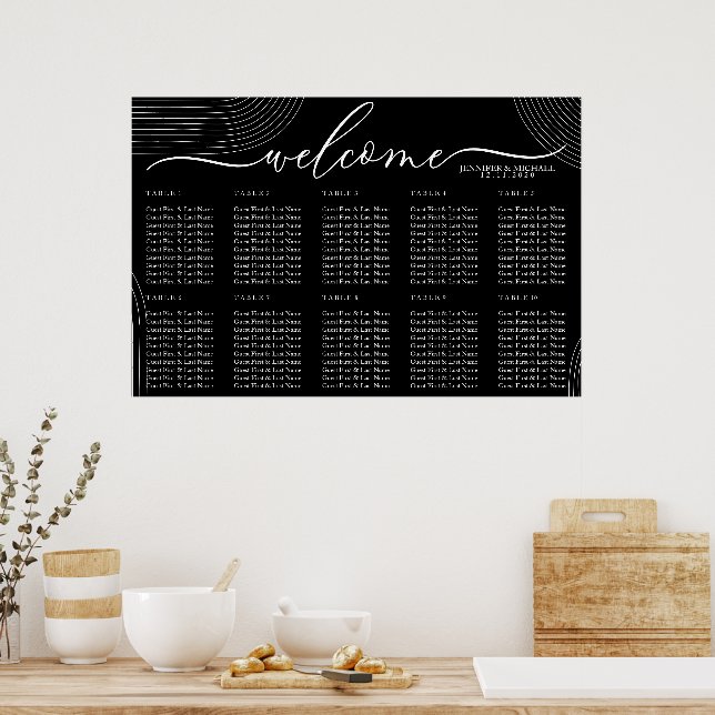 Affiche Accueil Géométrique Simple Moderne Noir Assise (Cuisine)