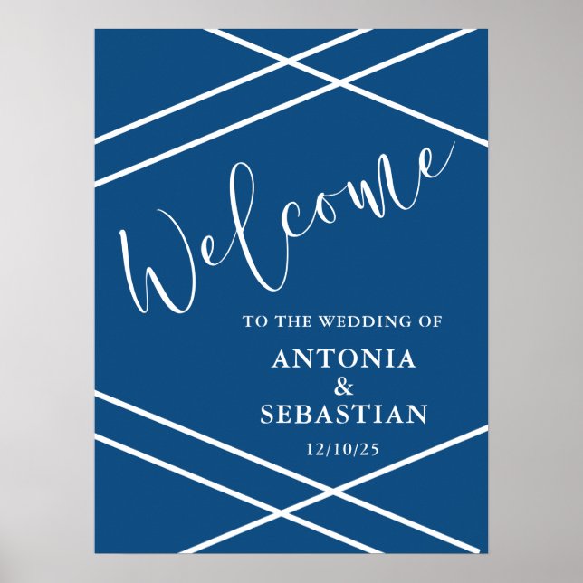 Affiche Accueil Mariage bleu moderne (Devant)