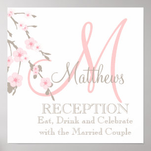Affiche Accueil Mariage Cerisier Fleur Symbole rose