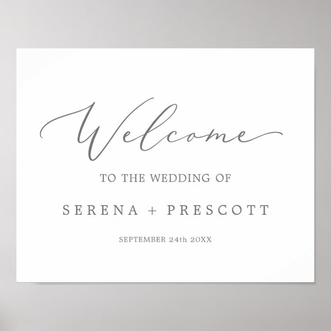 Affiche Accueil Mariage de calligraphie argentée (Devant)