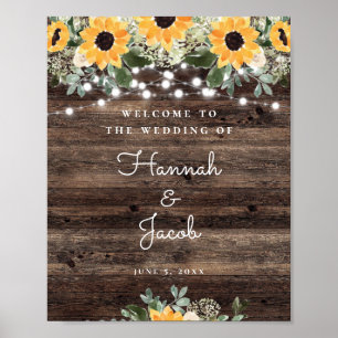 Affiche Accueil Mariage de lumière à chaîne de tournesol r