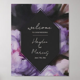 Affiche Accueil Mariage floral violet Dramatique