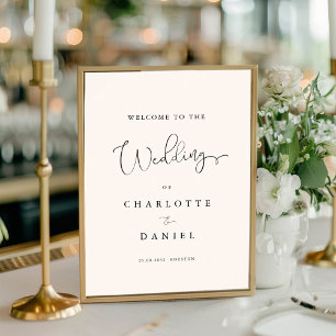 Affiche Accueil mariage moderne, minimal, blanc