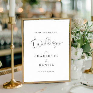 Affiche Accueil mariage moderne, minimal, blanc