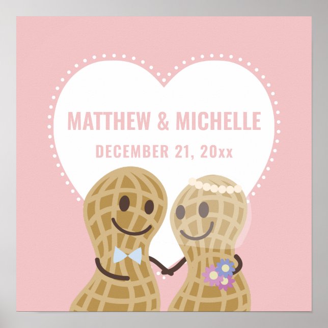 Affiche Accueil Mariage rose Élégant (Devant)