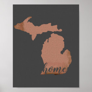 Affiche Accueil Michigan Silhouette Copper Grey