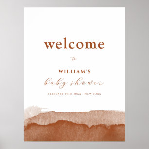 Affiche Accueil minimal Baby shower Boho Terracotta Ombre