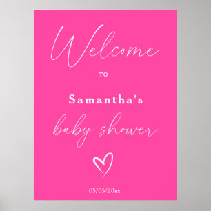 Affiche Accueil minimaliste Baby shower rose simple