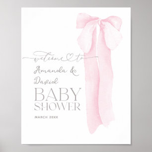 Affiche Accueil minimaliste de Baby shower de fille Rose B