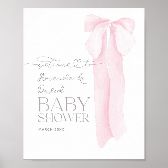 Affiche Accueil minimaliste de Baby shower de fille Rose B (Devant)