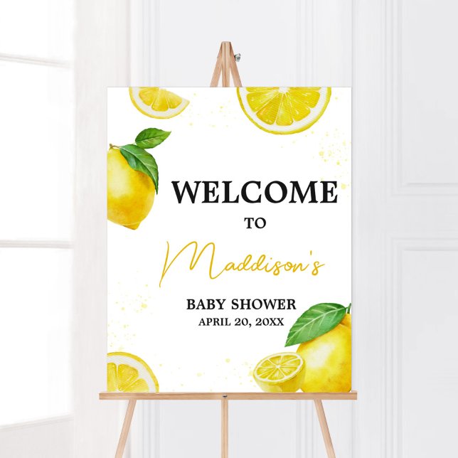 Affiche Accueil minimaliste du Baby shower de citronnade (Gender Neutral Summer Citrus Baby Shower Welcome Sign)