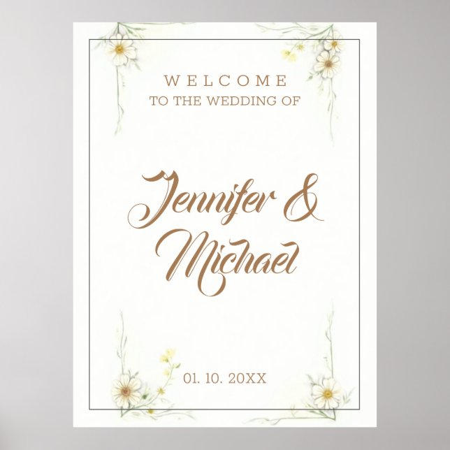 Affiche Accueil minimaliste Mariage moderne (Devant)