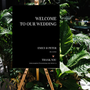 Affiche Accueil Noir Blanc Contemporain À Notre Mariage