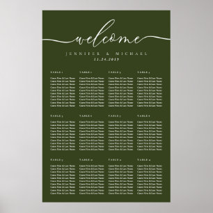 Affiche Accueil Olive Green Table de mariage assise