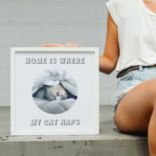 Affiche Accueil où mon chat naps photo personnalisée