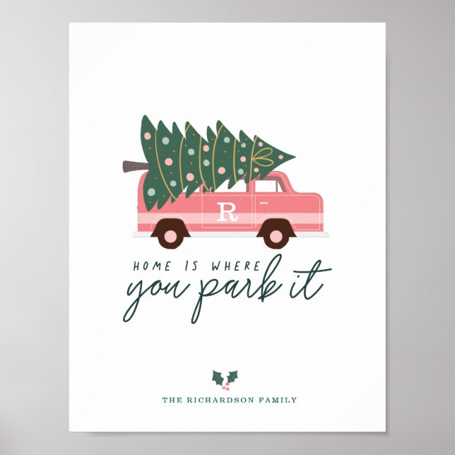 Affiche Accueil Où Vous Le Garez Pink Van Christmas Tree (Devant)