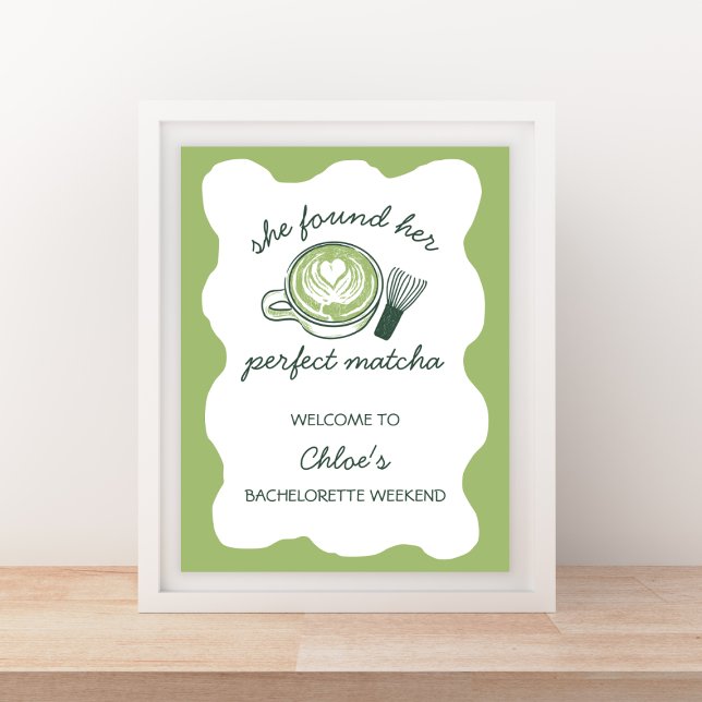 Affiche Accueil parfait Matcha Green Bachelorette (Perfect Matcha Green Bachelorette Welcome Poster)