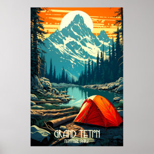 Affiche Accueil parmi les géants   Camping Grand Teton
