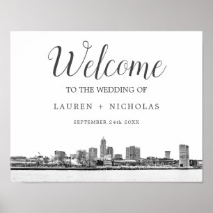 Affiche Accueil personnalisé du Mariage Cleveland Skyline