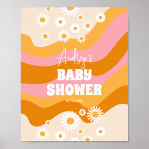 Affiche Accueil Retro Super Baby shower de marguerite
