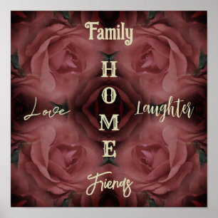 Affiche Accueil Rose rouge Mots Abstraits Inspirationnels