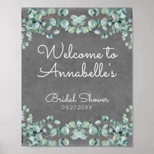 Affiche Accueil Russe Fête des mariées Eucalyptus Chalkboa