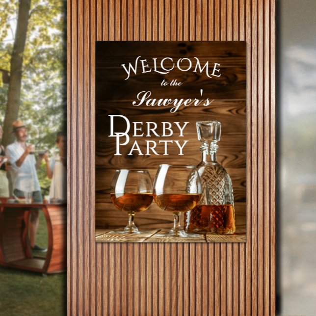 Affiche Accueil Russe Whiskey Derby Party (Rustic whiskey decanter and glasses Derby party poster - INSTANT DOWNLOAD and/or PRINTED)