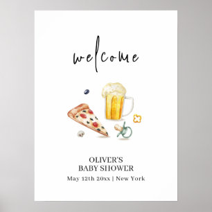 Affiche Accueil Rustique Baby shower de pacifier des bière