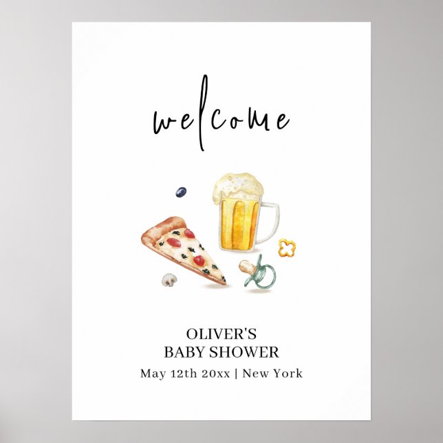 Affiche Accueil Rustique Baby shower de pacifier des bière (Devant)
