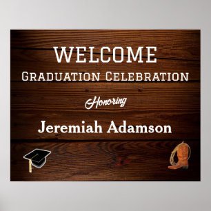 Affiche Accueil Rustique Western Graduation Party