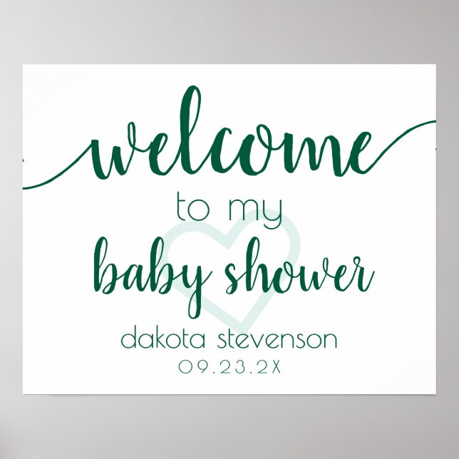Affiche Accueil simple | Coeur vert Customisé (Devant)